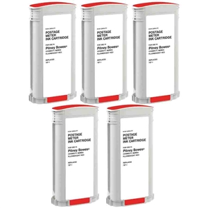 Compatible Pitney Bowes Connect+ 1000/2000/3000 Red Postage Meter Inkjet (5/PK-45000 Impressions) (787-15PK)