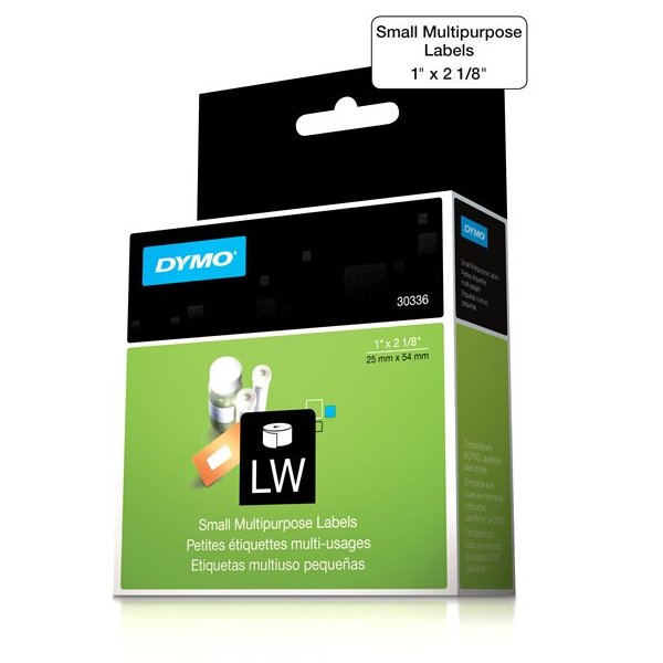 Dymo White Small Multipurpose Labels (1in x 2.1in) (500 Labels) (30336)