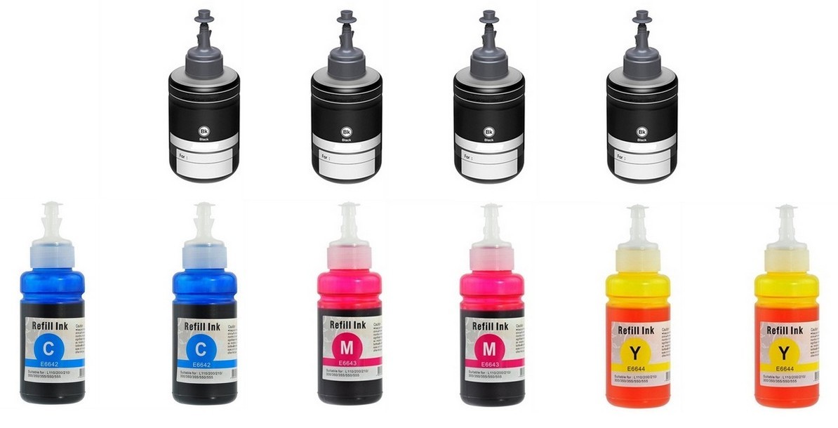 Compatible Epson NO. 664/NO. 774 Pigment Ecotank Ink Bottle Combo Pack (4-BK/2-C/M/Y) (T774P4B2CMY)