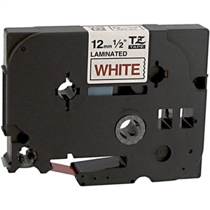 Compatible Brother Red on White Laminated P-Touch Label Tape (1/2in X 26.25Ft.) (TZE-232)