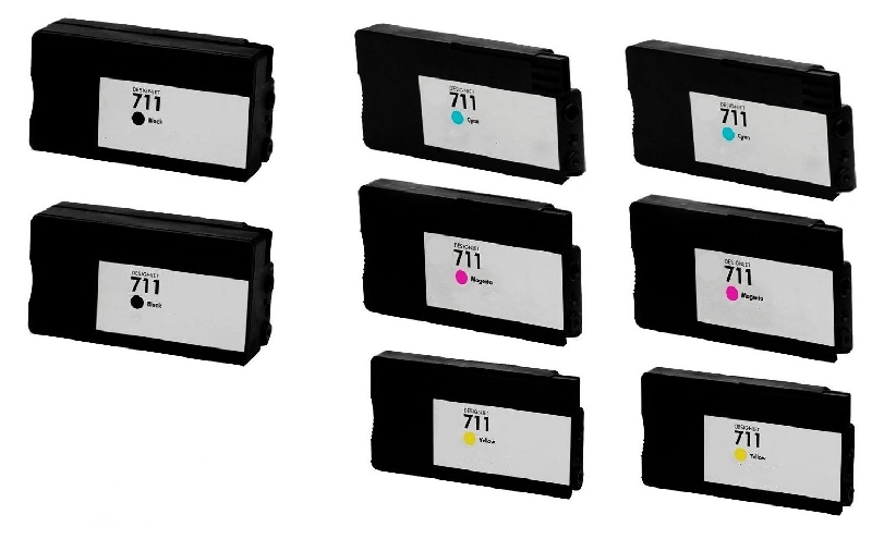 Compatible HP DesignJet T120/T520 Inkjet Combo Pack (2-BK/C/M/Y) (NO. 711) (CZ132B2C2M2Y)