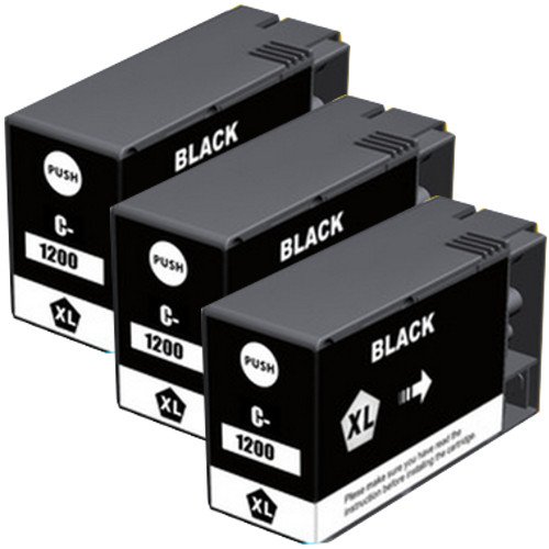 Compatible Canon PGI-1200XLBK3PK Black High Yield Inkjet (3/PK-1200 Page Yield) (9183B0013PK)