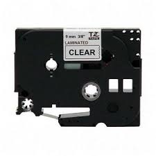 Brother Black on Clear Laminated P-Touch Label Tape (3/8in X 26.25Ft.) (TZE-121)