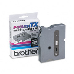 Brother Black on White Laminated P-Touch Label Tape (3/8in X 50Ft.) (TX-2211)