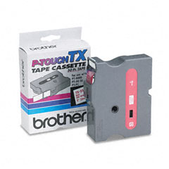 Brother Red on White Laminated P-Touch Label Tape (1in X 50Ft.) (TX-2521)
