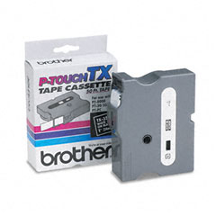 Brother White on Black Laminated P-Touch Label Tape (1in X 50Ft.) (TX-3551)