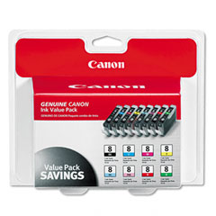 Canon CLI-8 Inkjet Combo Pack (Includes BK/C/M/Y/R/G/PC/PM) (0620B015)
