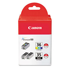 Canon PGI-35/CLI-36 Inkjet Combo Pack (2-Black/1-Color) (1509B007)