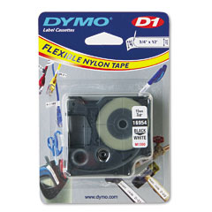 Dymo D1 Black on White Label Tape (3/4in x 12 Ft.) (16954)