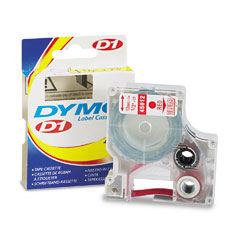 Dymo D1 Red on Clear Label Tape (1/2in x 23 Ft.) (45012)