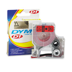 Dymo D1 Black on Red Label Tape (1/2in x 23 Ft.) (45017)