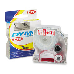 Dymo D1 Red on White Label Tape (3/4in x 23 Ft.) (45805)