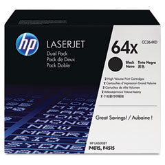 HP LaserJet P4015/4515 Toner Cartridge (2/PK-24000 Page Yield) (NO. 64X) (CC364XD)
