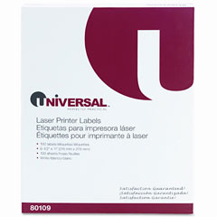 Universal White Laser Printer Labels (8-1/2 x 11in) (100/PK) (80109)